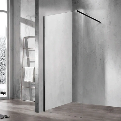 Душевая перегородка Vincea Walk-in 80 см черная стекло прозрачное - фото 2