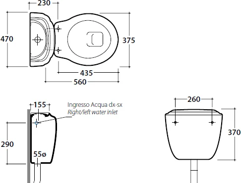 Бачок для унитаза высокий Globo Paestum PA010.BI (детальная фотография), напольные