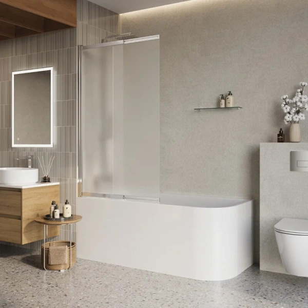 Шторка для ванны BelBagno Luce 90х145 см стекло рифленое профиль хром LUCE-VF-11-90/145-P-Cr (детальная фотография)