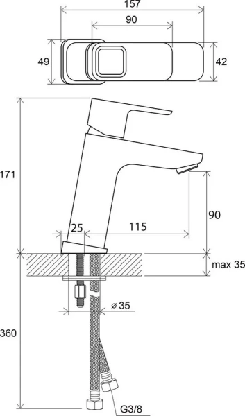 Смеситель для раковины Ravak 10° td 014.00 X070062 (детальная фотография), для раковины