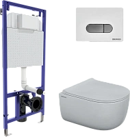 Унитаз с инсталляцией BERGES Ego кнопка хром/белая