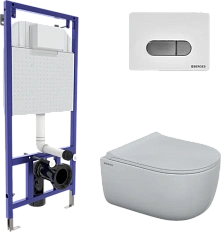 Унитаз с инсталляцией BERGES Ego кнопка хром/белая