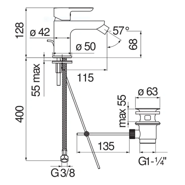 Смеситель для биде Nobili ABC хром AB87119/1CR (детальная фотография), для биде