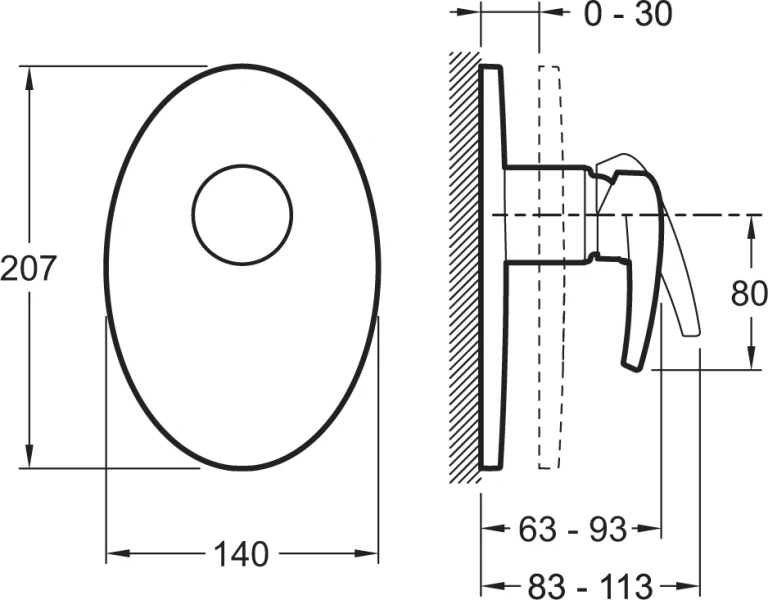Смеситель для душа Jacob Delafon Panache однорычажный E98704-CP (детальная фотография), для душа