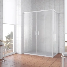 Душевой уголок профиль черный матовый стекло шиншилла Vegas-glass