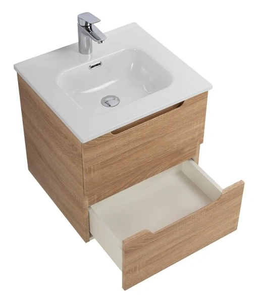 Тумба под раковину подвесная BelBagno Etna 50 см Rovere Bianco ETNA-500-2C-SO-WO (детальная фотография), светло-коричневая