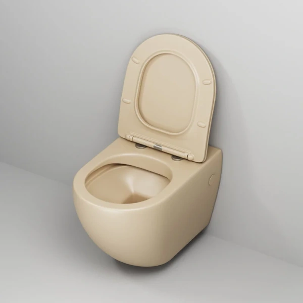 Унитаз подвесной Grossman Color бежевый матовый GR-4411BEMS (детальная фотография), с горизонтальным, прямым выпуском