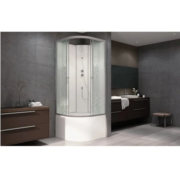 Душевая кабина Deto L 100x100 см без крыши L910N (детальная фотография), угловые, недорогие, для дачи, без гидромассажа, без крыши, с сиденьем