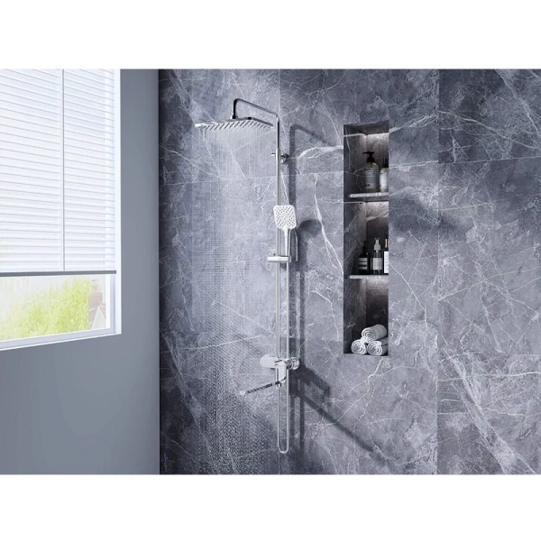 Душевая стойка Акватек Ника хром AQ2840CR (детальная фотография), настенные