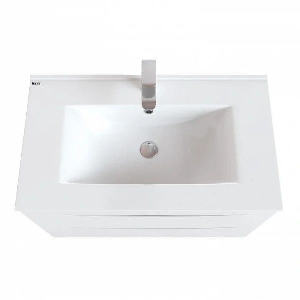 Тумба с раковиной подвесная IDDIS Cloud CLO80W0i95K 80 см с двумя ящиками (детальная фотография), белая