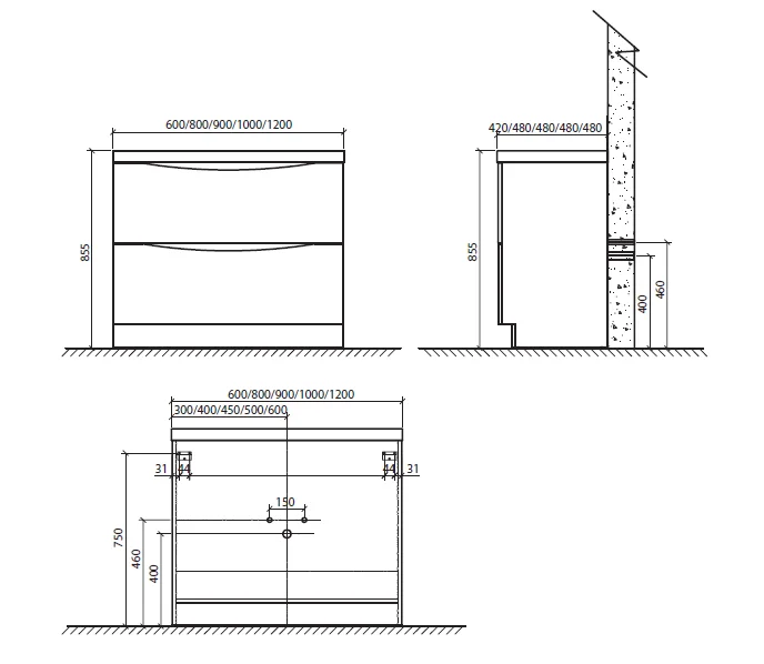 Тумба под раковину напольная BelBagno Ancona-N 80 см Rovere Moro ANCONA-N-800-2C-PIA-RW (детальная фотография), по запросу