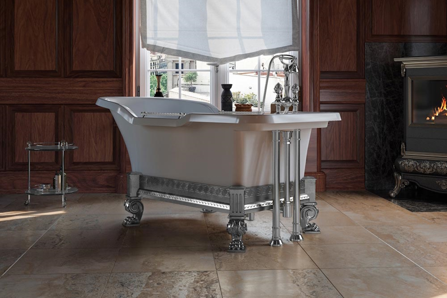 Ванна из искусственного камня Migliore Impero Affusto 180х87 см фурнитура хром 26343 (детальная фотография), искусственный камень