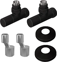 Комплект подключения Lemark с круглыми вентилями, черный матовый