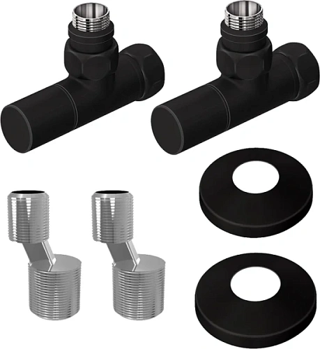 Комплект подключения Lemark с круглыми вентилями, черный матовый - фото 2