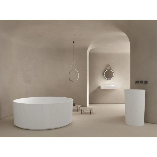 Ванна из искусственного камня Abber Stein 150x150 см белая матовая AS9679 (детальная фотография), искусственный камень