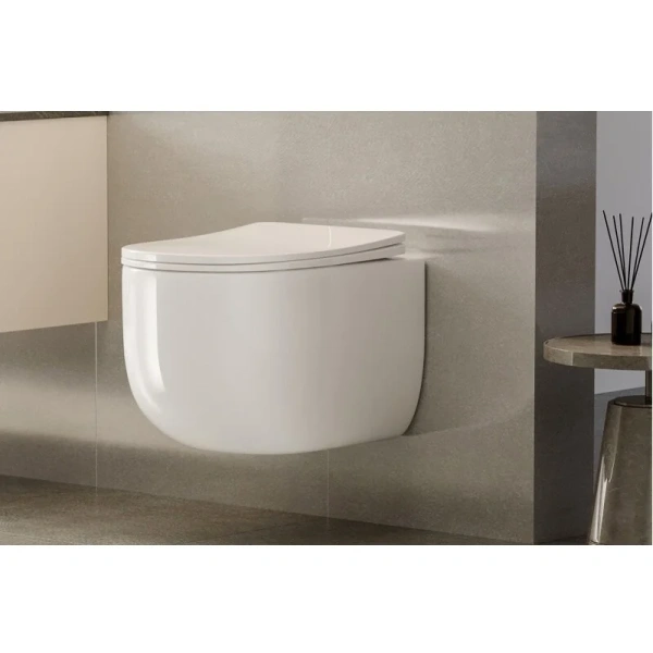 Унитаз подвесной Abber Bequem белый AC1104TN (детальная фотография), современные, hi-tech, круглые