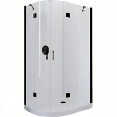 Душевой уголок Vegas-Glass AFS-F 120x90 см профиль черный матовый стекло прозрачное правый