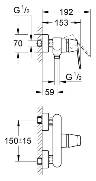 Смеситель для душа Grohe Eurosmart Cosmopolitan 32837000 (детальная фотография), для душа