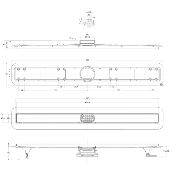 Душевой лоток BelBagno Luce 90 см белый матовый BB-LD-LUCE-90-BIANCO (детальная фотография), душевой лоток