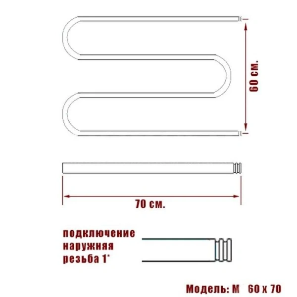 Полотенцесушитель водяной Ника Simple 60x70 см хром М 60/70 (детальная фотография), современные, hi-tech