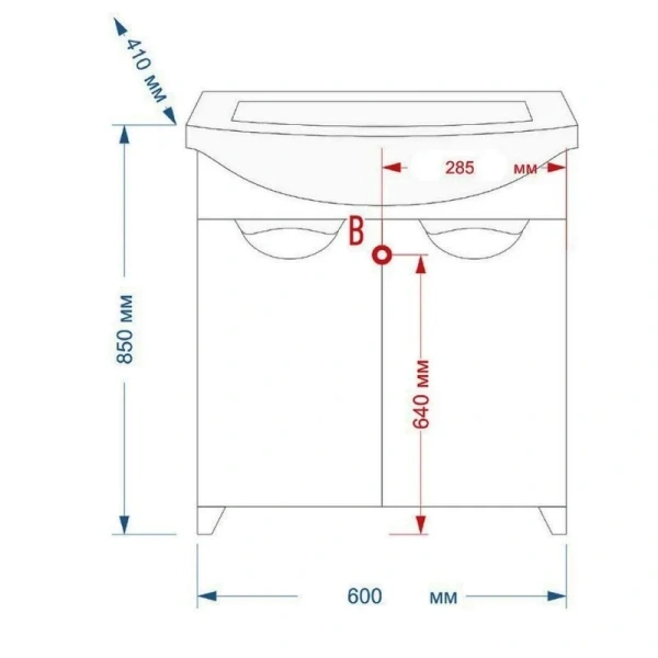 Тумба под раковину напольная Misty Лаванда 60 см белая Э-Лав01060-011Пр (детальная фотография), в наличии