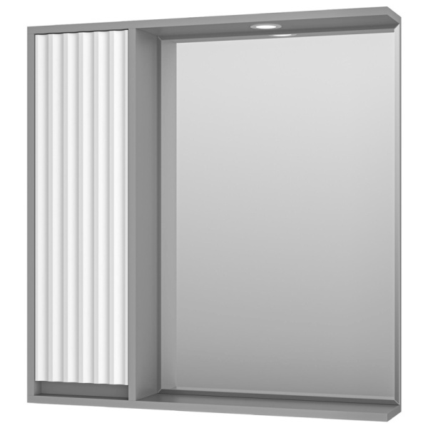 Зеркальный шкаф с подсветкой Brevita Balaton 80 см белый/серый, левый BAL-04080-01-01Л (детальная фотография)