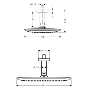 Верхний душ Hansgrohe PuraVida белый/хром 27390400 (детальная фотография), верхние души