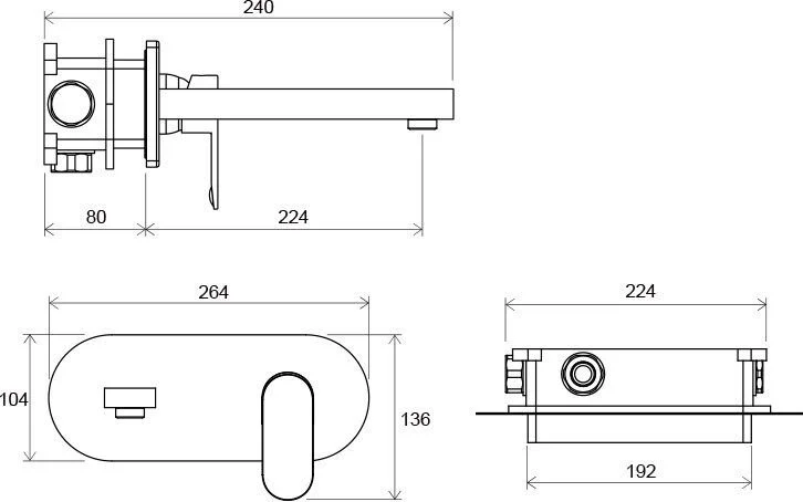 Смеситель для раковины Ravak Chrome скрытого монтажа X070093 (детальная фотография), хром