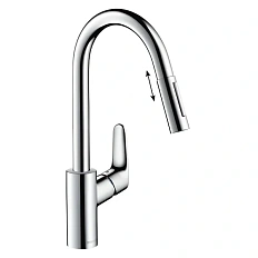 Смеситель для кухни Hansgrohe Focus с выдвижным изливом, хром