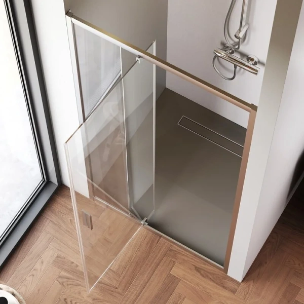 Душевая дверь в нишу Am.Pm Gem 100 см профиль хром матовый W90G-100-1P-MT (детальная фотография), распашные