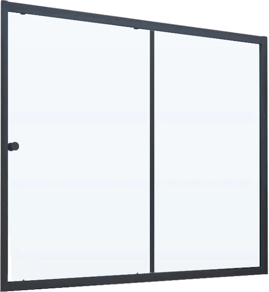 Душевая шторка на ванную профиль черный матовый стекло прозрачное Vegas-glass ZV NOVO 150 02М 01 (детальная фотография)