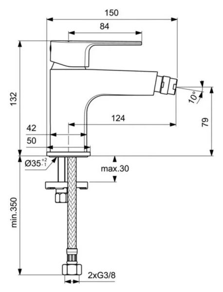 Смеситель для биде Ideal Standard Cerafine D хром BC690AA (детальная фотография), для биде