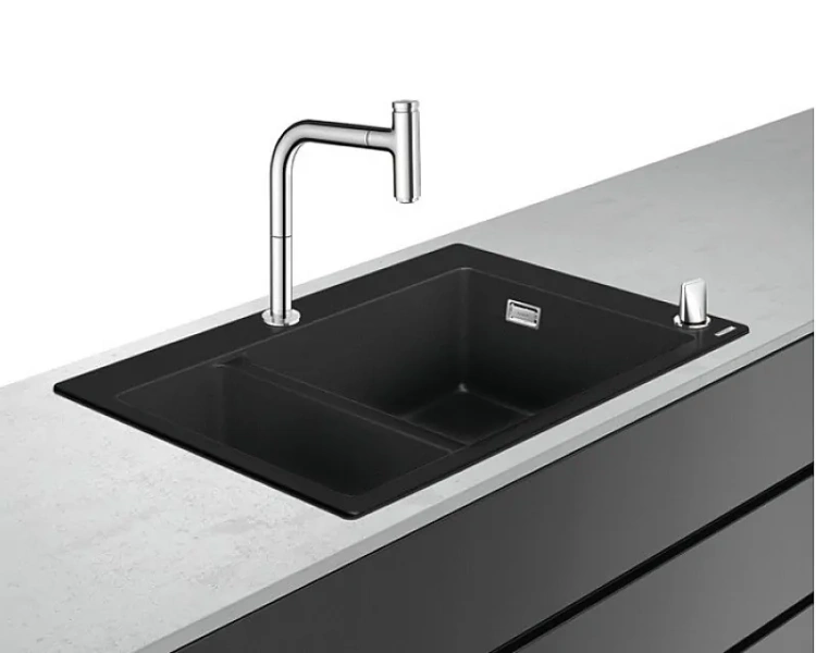 Мойка для кухни Hansgrohe C51-F635-09 77 см со смесителем 43220000 (детальная фотография), врезные