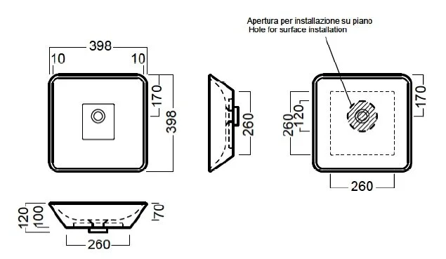 Раковина накладная Hatria Happy Hour Y0QR01 40х40 см  (детальная фотография), современные, hi-tech