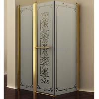 Душевой уголок левый, профиль золото, матовое стекло, прозрачный узор, Romance Collection Skara