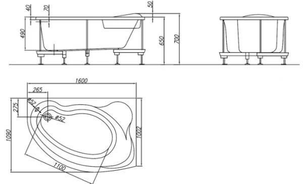 Ванна гидромассажная акриловая Kolpa-San Amadis 160 х 100 L/R (левая/правая) OPTIMA-A (детальная фотография), современныe, hi-tech