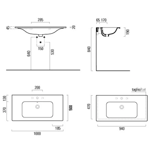 Раковина с переливом GSI Pura 8823 8823 1 11 (детальная фотография), подвесные