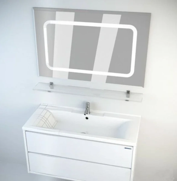 Полка, цвет белый глянец, Акватон Турин 1A121903TU010 (детальная фотография), по запросу index_1