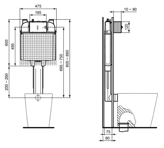 Бачок скрытого монтажа Ideal Standard ProSys встраиваемый R014767 (детальная фотография), нет в наличии