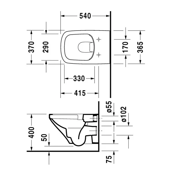 Унитаз подвесной Duravit Durastyle без смывного обода 2538090000 (детальная фотография), без бачка, со скрытым бачком