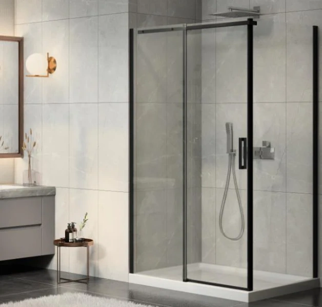 Душевая перегородка Jacob Delafon Contra 90 см профиль черный E22FC90-BL (детальная фотография), современные, hi-tech