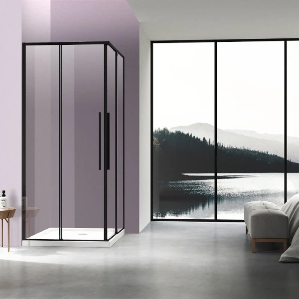 Душевой уголок Vincea Slim-N 90х90 см профиль черный VSS-4SN900CLB (детальная фотография)