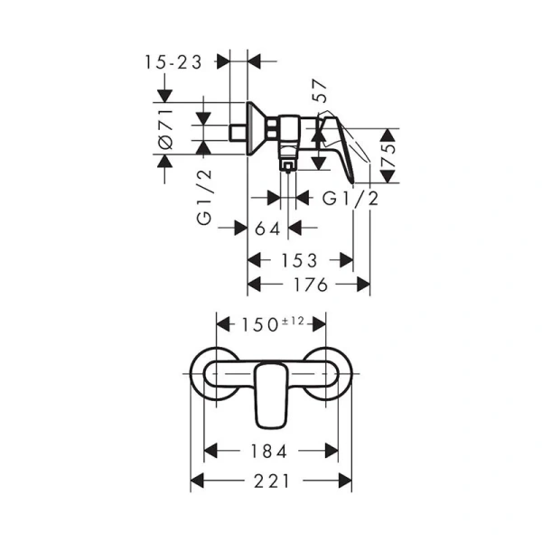 Смеситель для душа Hansgrohe Logis черный матовый 71600670 (детальная фотография), для душа