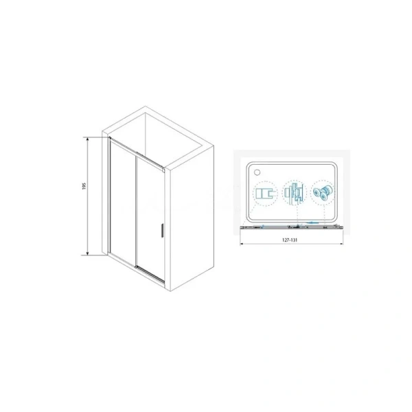 Душевая дверь в нишу RGW Leipzig Le-12B 130 см стекло прозрачное, профиль черный 34121213-14 (детальная фотография), современные, hi-tech