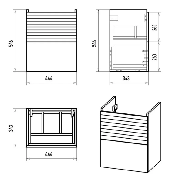 Тумба под раковину подвесная Misty Форест 50 см дуб Вотан/антрацит Э-Фор-09050-0219-2Я (детальная фотография), в наличии