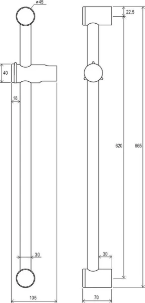 Штанга Ravak 60 972.00 X07P012 (детальная фотография), в наличии