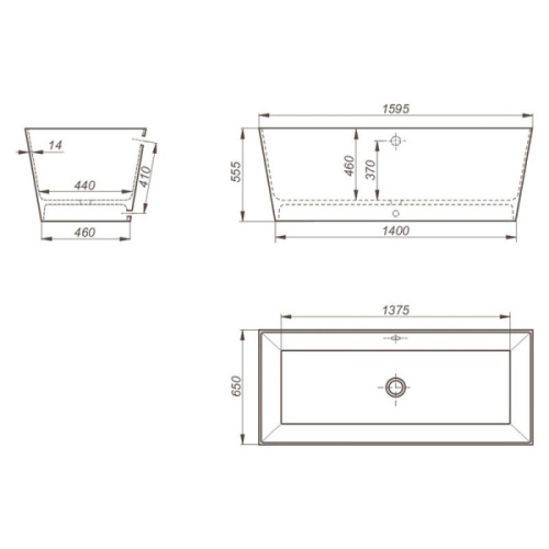 Ванна, цвет чёрно-белый, Romance Collections Klio 1595650555BW (детальная фотография), 180x80 см