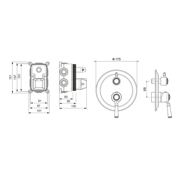 Смеситель для душа Акватек Классик хром AQ1547CR (детальная фотография), для душа
