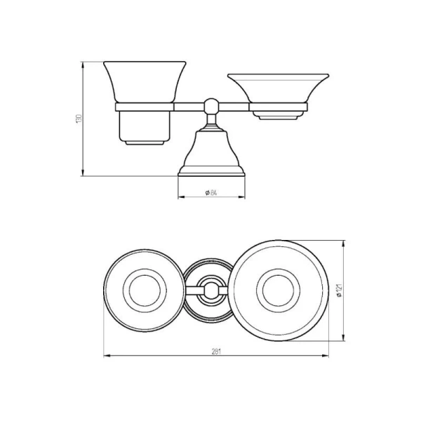 Мыльница и стакан для ванной Migliore Provance бронза 17642 (детальная фотография), классические, ретро, декорированные