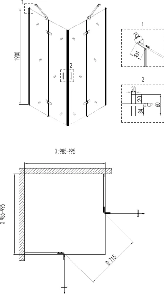 Душевой уголок Niagara Nova 100x100 см квадратный 66140811 (детальная фотография), современные, hi-tech